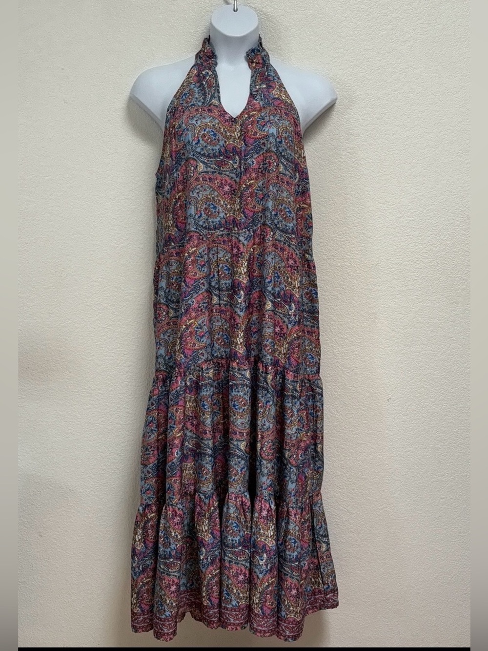 Halter Neck Paisley Maxi Dress in Multicolor